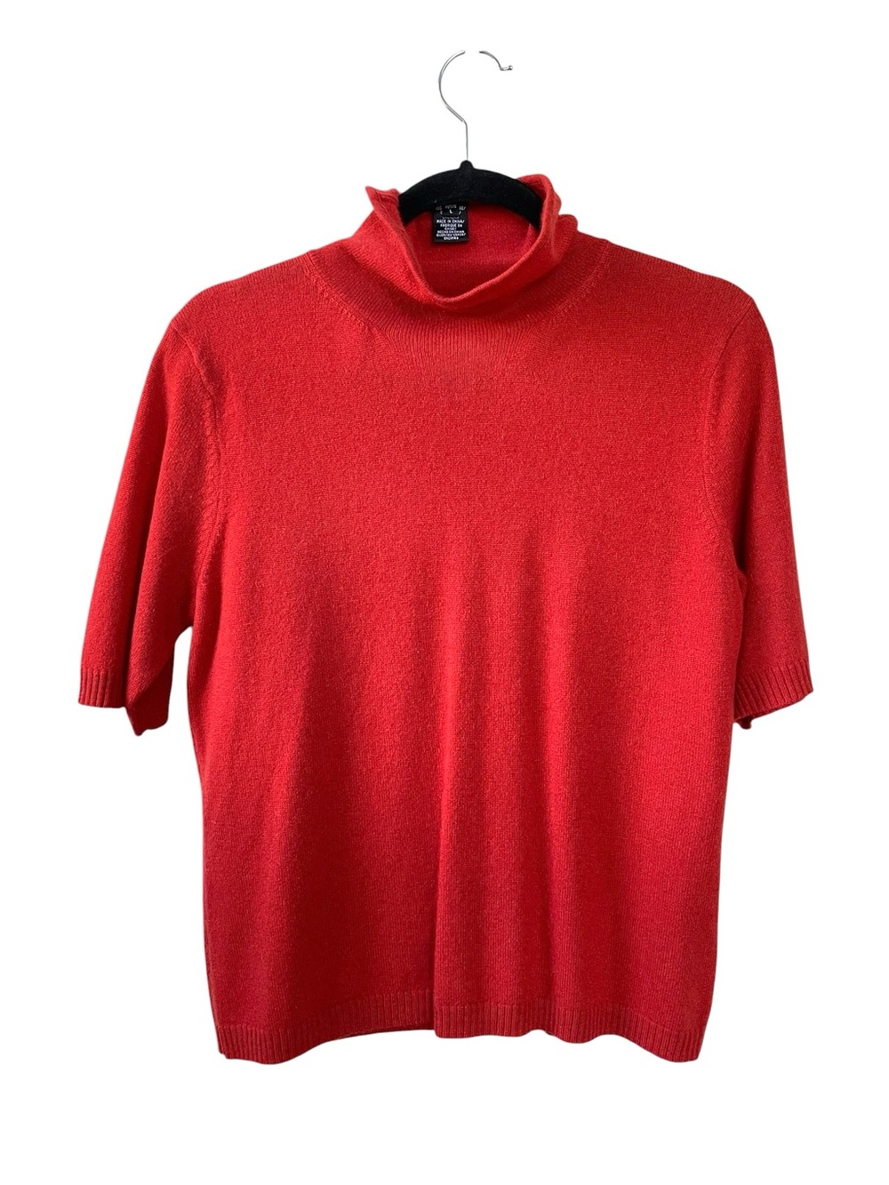 Ellen Cashmere Short-Sleeve Turtleneck Sweater Red. LP